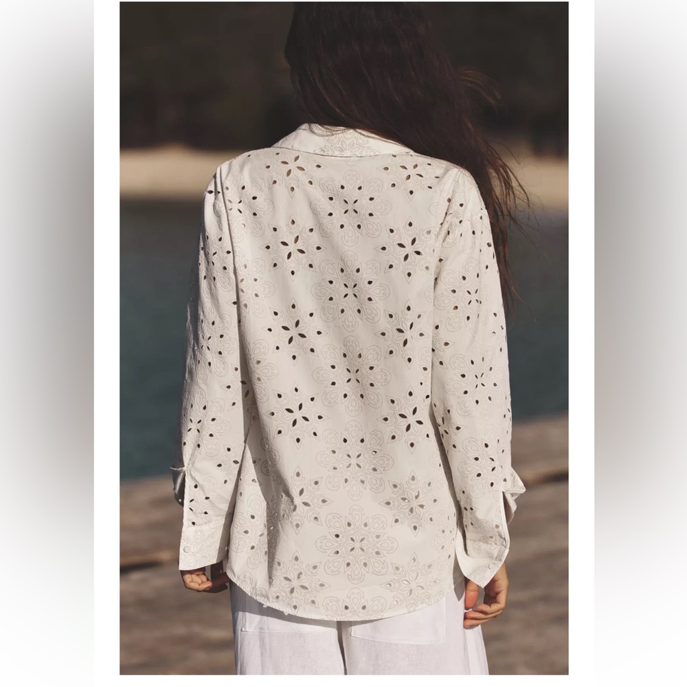 ZARA EMBROIDERED PERFORATED RUBBERIZED SHIRT - Picture 4 of 7